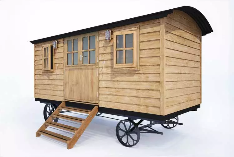 Plankbridge Cabin shepherd's hut in Oak